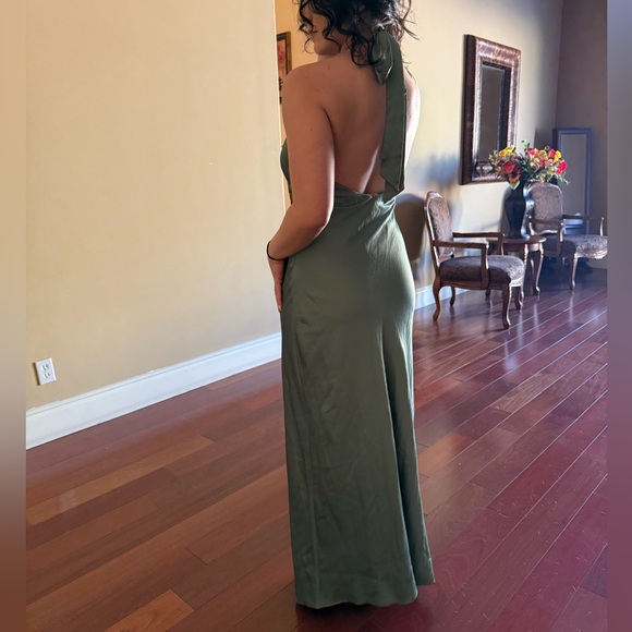 Abercrombie & Fitch Backless Green Satin Dress - Picture 3 of 3